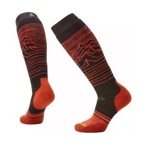 Smartwool Unisex Snowboard Full Cushion Over the Calf Socks- Brown and Orange